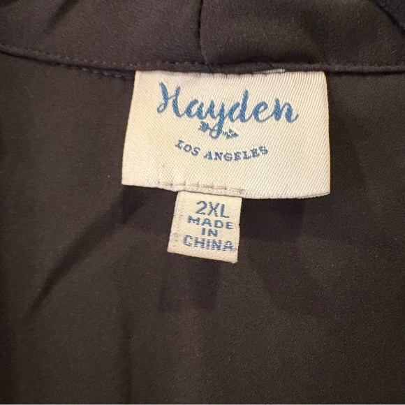 HaydenLA $78 NWOT Black Draped Open Front Blazer Gold Zip 2X P2P 24-27” L 20-25” - Picture 3 of 7